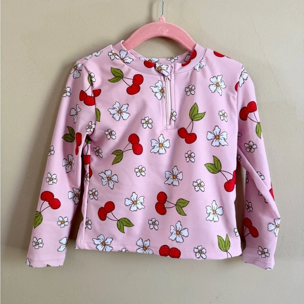 Pink Cherry Long Sleeve Swimsuit
